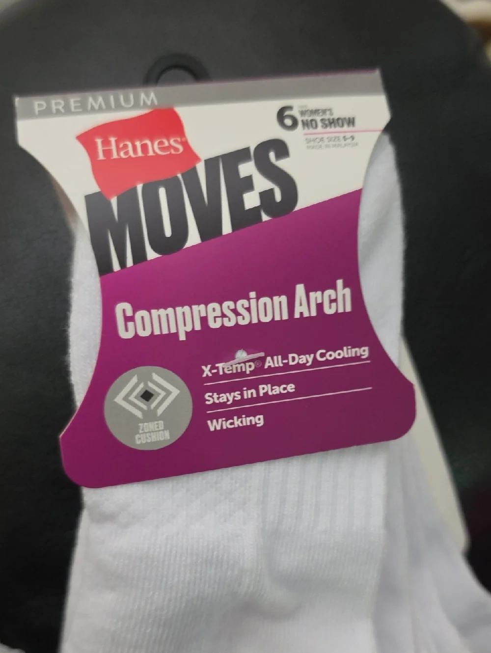 Hanes Moves Premium Women's 6pk Ankle Socks, X-Temp Extended Size 5-9
